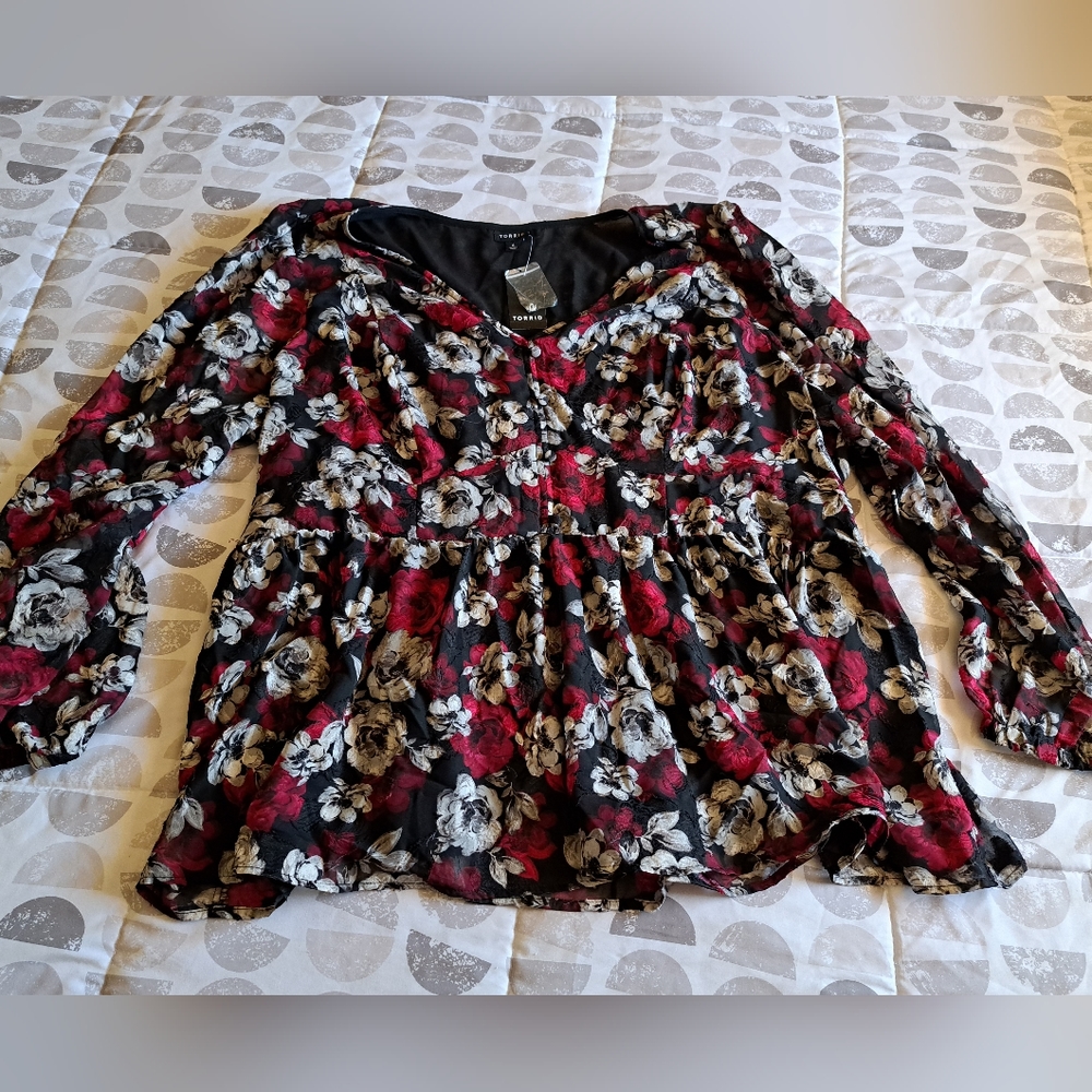 Pretty plus size baby doll blouse